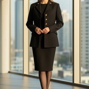 MARLOW WHITE Black Blazer with Gold Accents SZ L